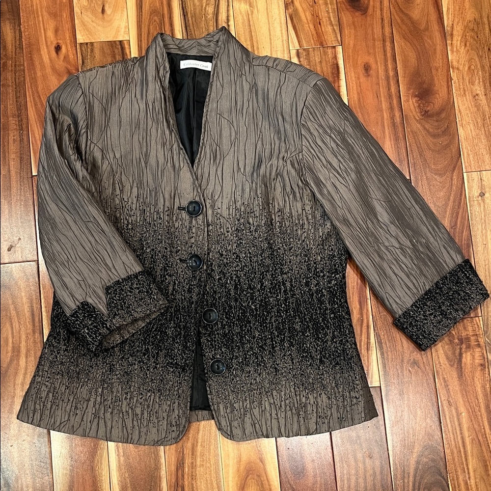 Coldwater creek 3/4 sleeve crinkle fabric blazer - size 12